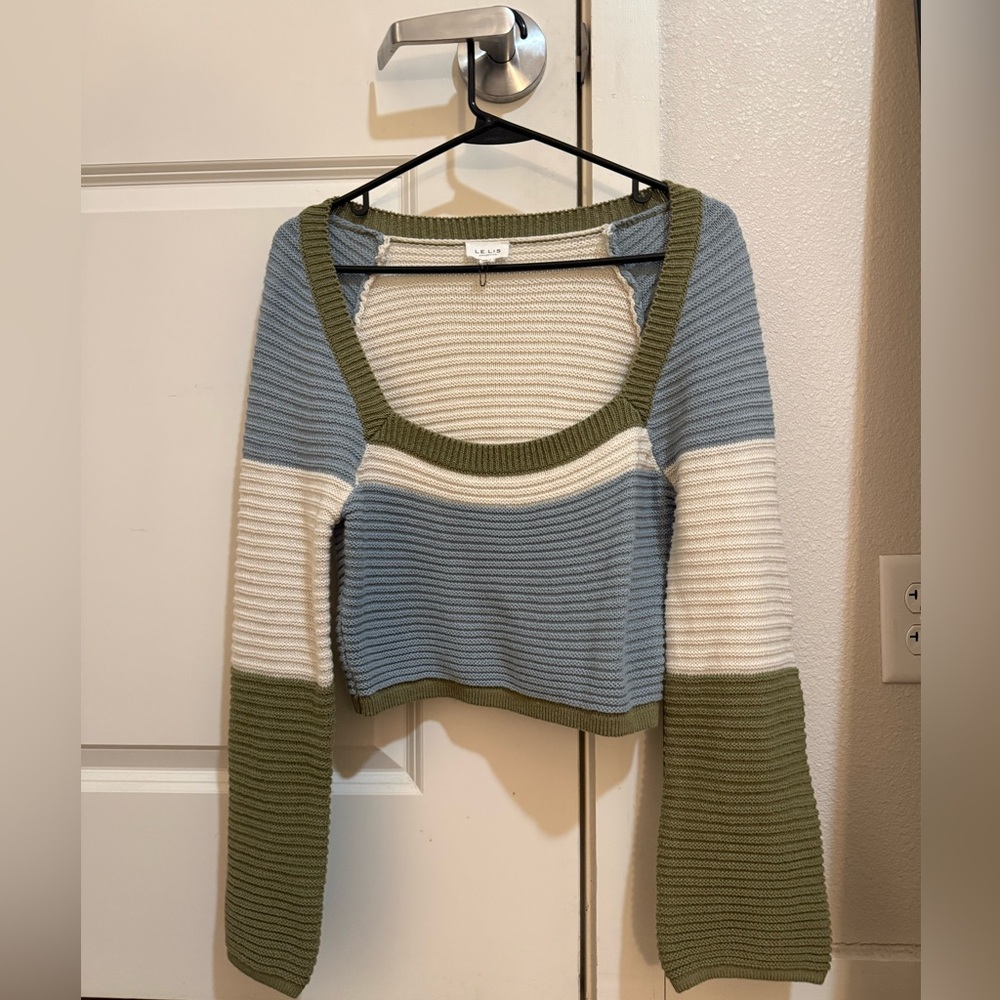 Striped Blue and Green Knit Sweater